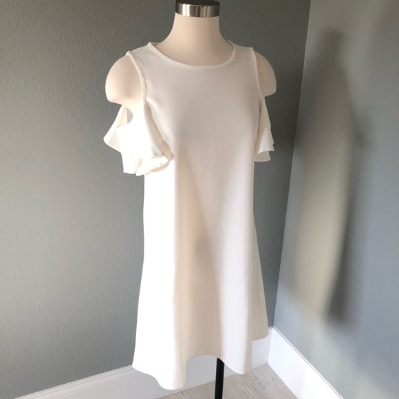 SheIn White Ruffle Cold Shoulder Mini Dress - Picture 4 of 16